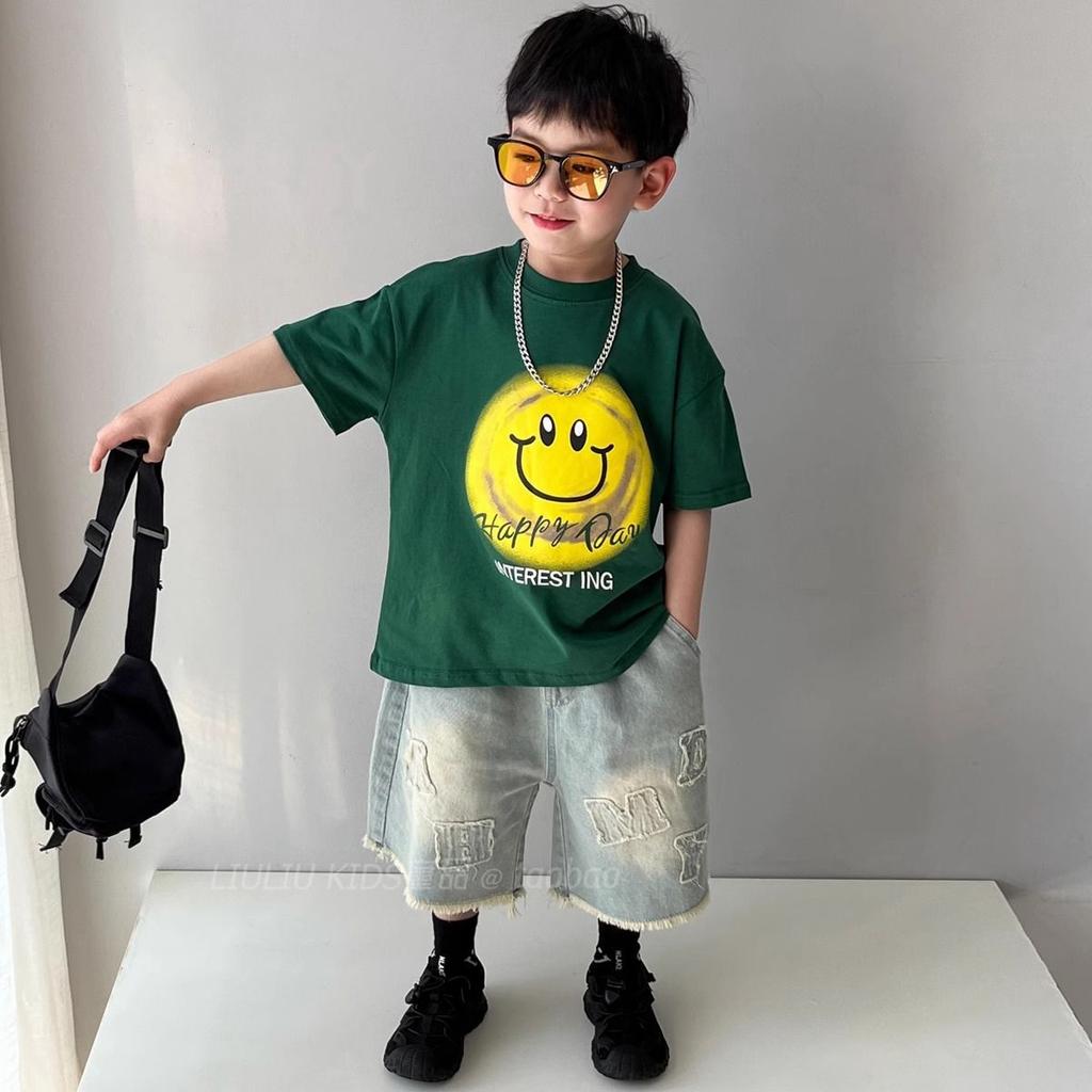 Pure Cotton Boys' Short-Sleeve Children'S Clothing Summer T-Shirt New Stylish Top For Older Boys In Summer