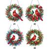 Cardinal DIY 5D Crystal Rhinestone Wreath Kits Diamond Art Painting Wreath Hanging Sign for Window Decoration