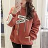 Korean Ulzzang Plus Velvet Hoodie for Women: Warm, Loose Fit, Harajuku Style Pullover with Hood for Autumn and Winter.