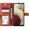 Coque pour Samsung Galaxy A12 - BOOLING - Effet Cuir Marron - Coque de Protection - Silicone, PU - 2 Verres Trempés