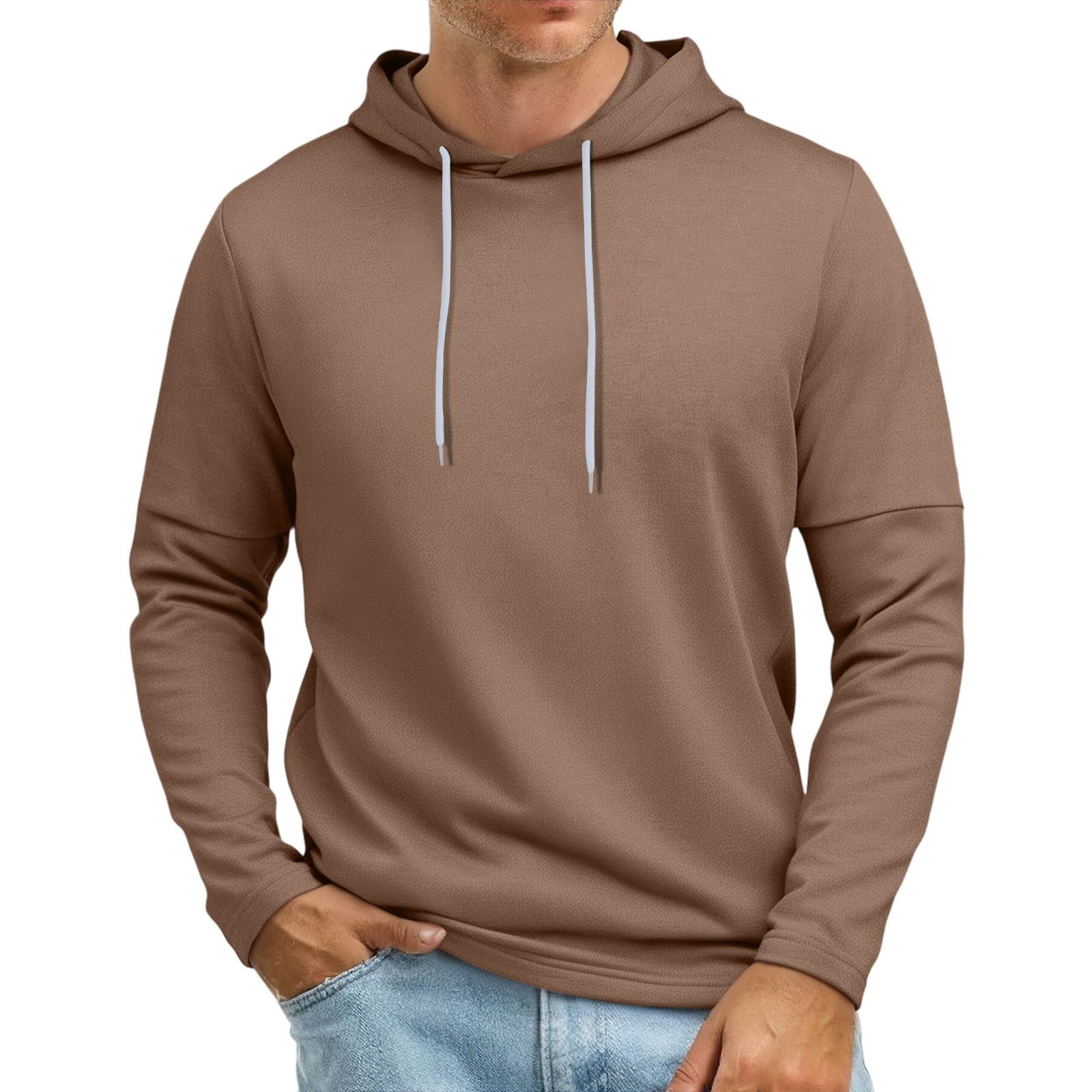 

Men s Patchwork Sleeve Hooded Sweatshirt Light Casual Hooded Sweatshirt M коричневый