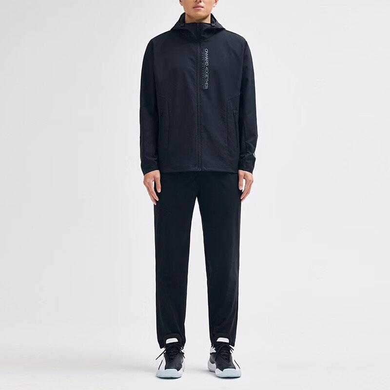 Anta Thompson KT Basketball Series Courageous Unstoppable Solid Color Straight Leg Knitted Sports Pants Men bottoms Black 152331320-1