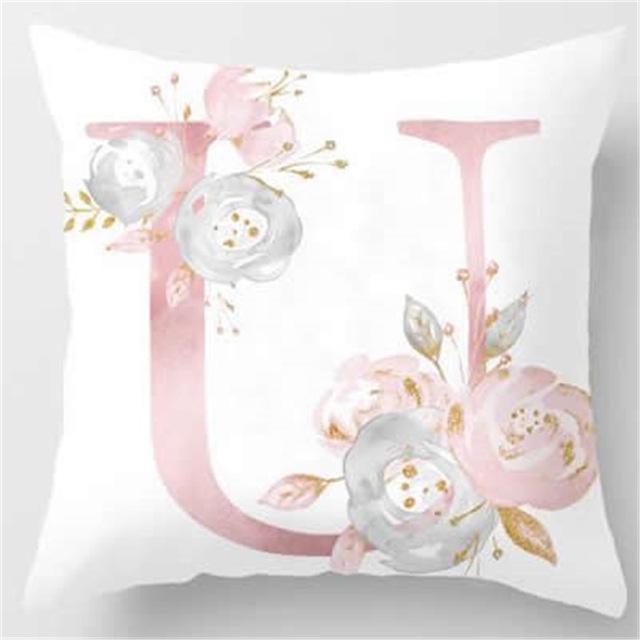 Ins Nordic Pillowcase Design Pink Letter Cushion Pillowcase Car Sofa Waist Design Home Furnishing
