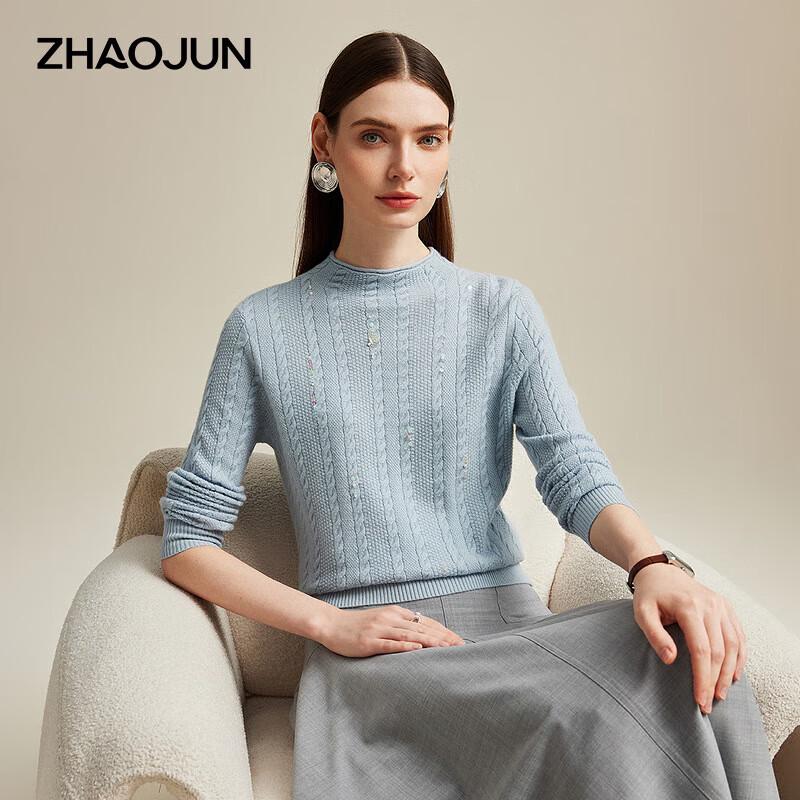 Zhaojun Women's Cable Knit Mock Neck Cashmere Sweater
