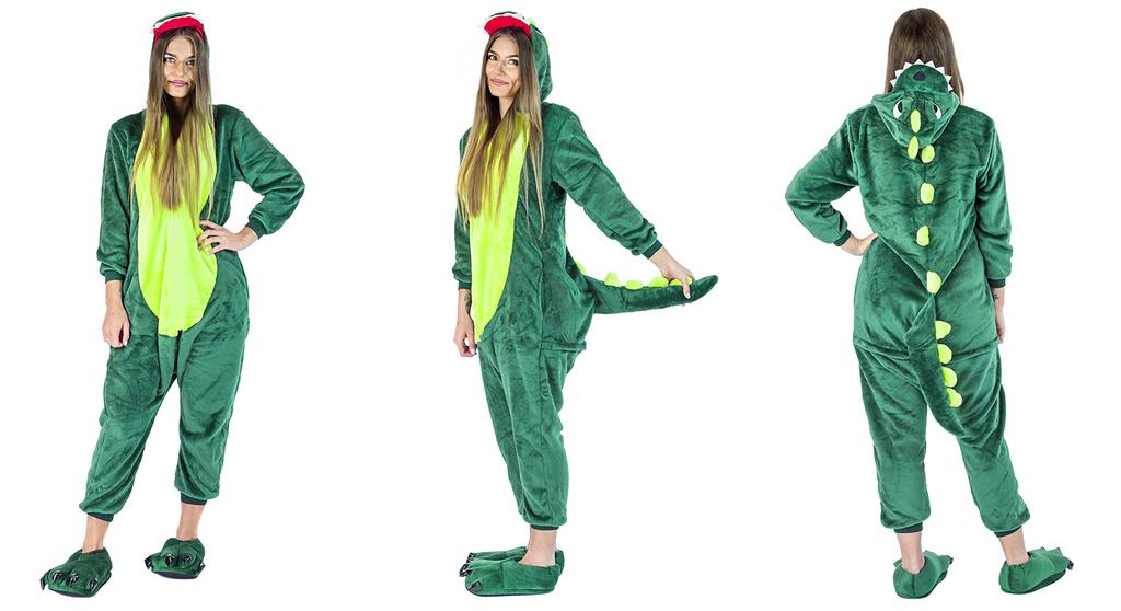 Herren Einteiler Dinosaurier Pyjama Kigurumi Kostüm Onesie s Onesie Dinosaurier Kostüm - S
