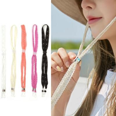 Modischer Anti-Drop Winddichter Hutriemen Abnehmbarer Spitzenhut-Halter Verstellbar Unisex Hut Kinnband Riemen Damen
