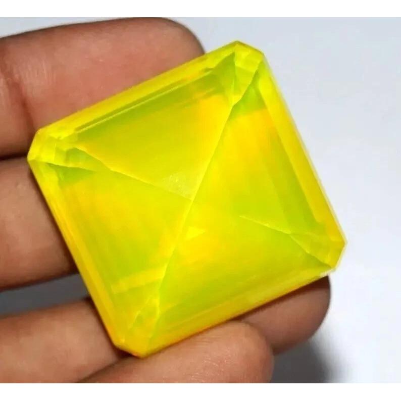 Yellow Opal Square Cut 50+ Ct Stunning Certified Loose Gemstone