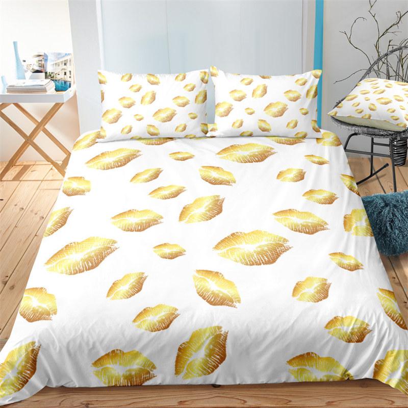 3D Print Duvet Cover King Size Love Bedding Set Lips Kissing Pattern Comforter Cover Bedding Decorative For Women Girls Lovers