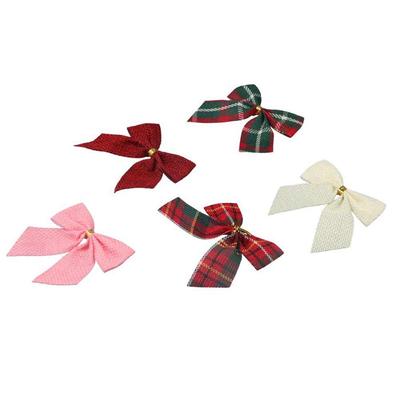 10Pcs/set Cloth Christmas Plaid Bow Plaid Bow Cute Xmas Tree Pendant Various Style Soft Christmas Garland Accessories