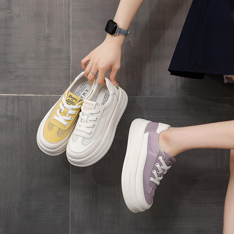 2025 new thick-soled white shoes women's mesh breathable casual shoes women's shoes popular women's shoes German training shoes summer board shoes