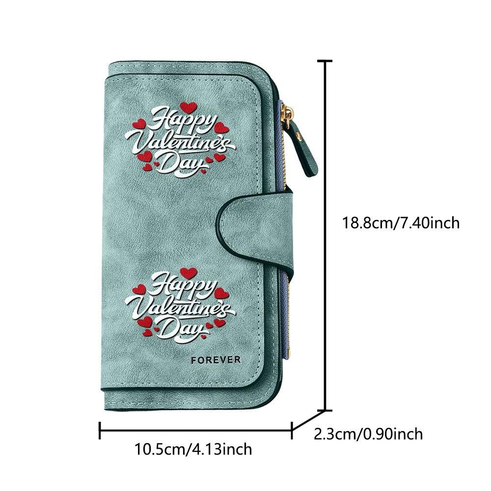 Happy Valentine's Day Heart Shaped Decorative Print Long Wallet Multifunctional Portable Clasp Coin Purse Large Capacity Perfect For Daily Commuting