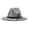 European and American New Double-sided Tie-dyed Woolen Hat Top Hat Big Edge Jazz Felt Hat Sun Hat Brown Belt Jazz Hat
