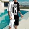 2025  New Men's Summer Leisure Sports Running Set Oversized Men's Refreshing Top Y2K Style Printed 3D Poker Pattern Fashion Set