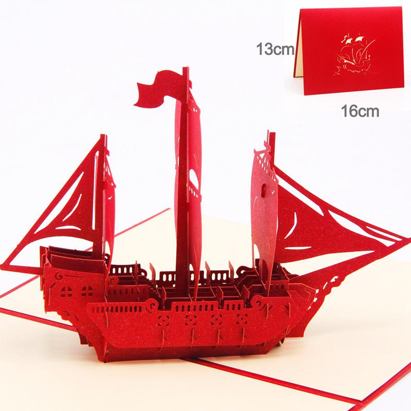 3D Pop-up Sailboat Korean Creative Card for Graduation, Birthday, Children s Day
