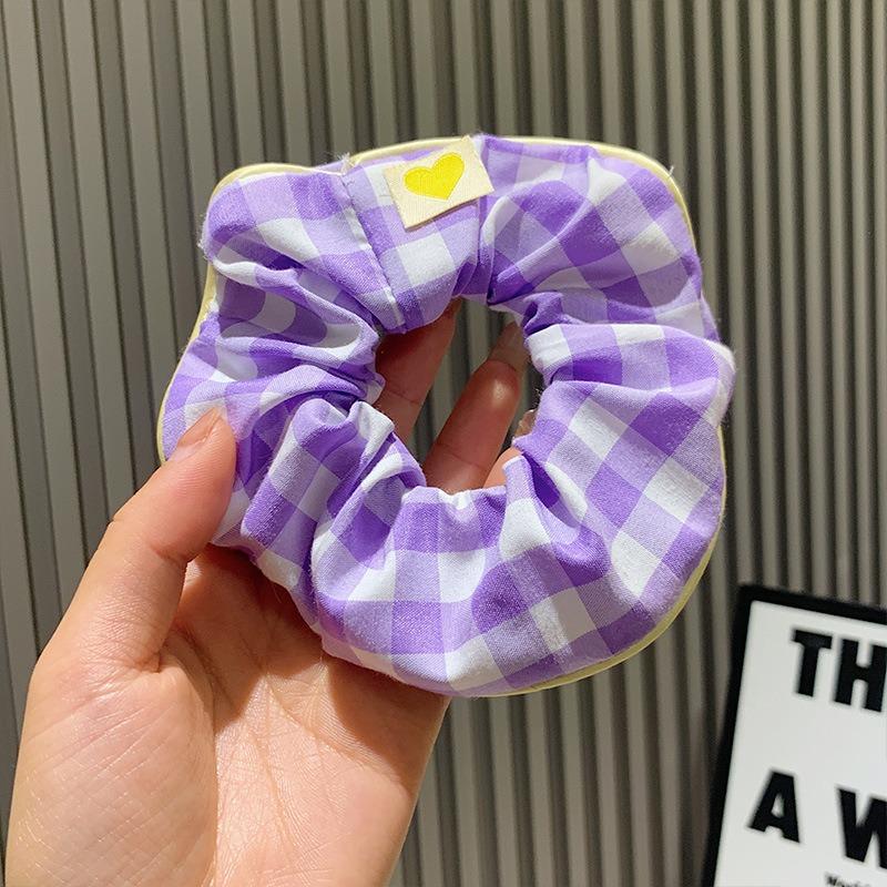 Kawaii Plaid Scrunchies Women Girls Child Cute Elastic Hair Rubber Bands Accessories Tie Hair Ring Rope Headdress Ornament