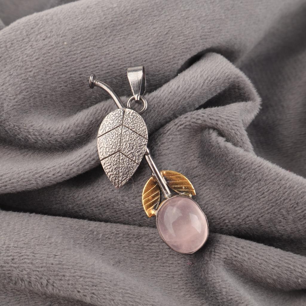 Natural Rose Quartz Pendant 925 Solid Silver Gemstone Jewelry Partywear Pendant PP-55-31