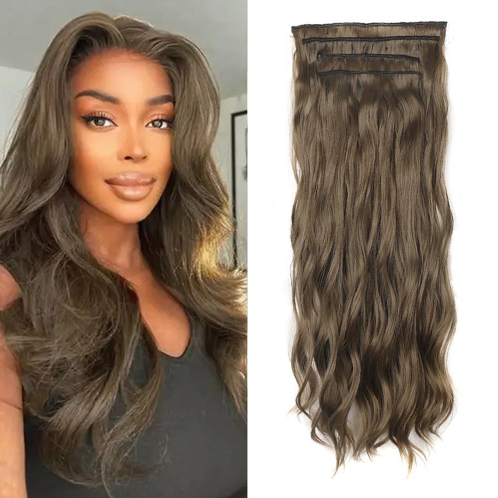 Damenperücke synthetisch Vierteiliges Set Clip-Haar Wasserwelle lockiges Haar Ersatz-Patch