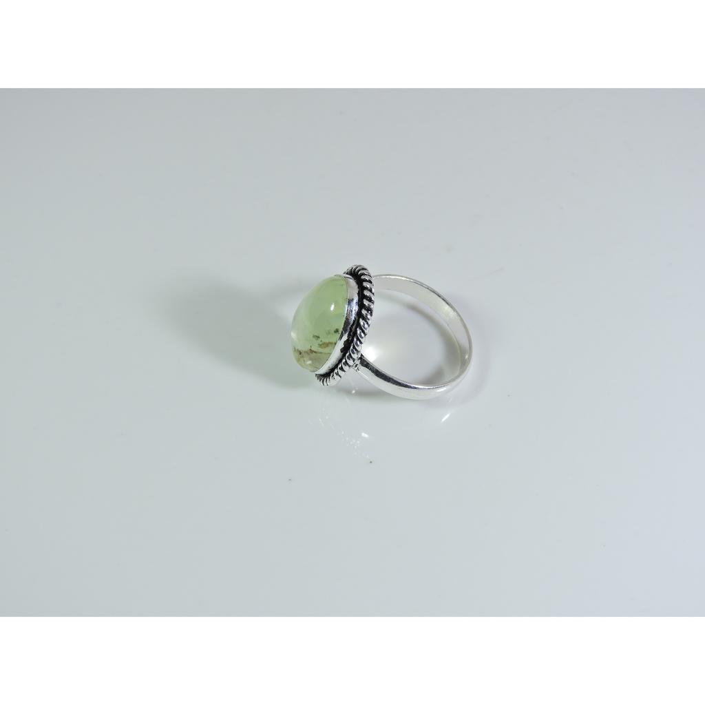 Natural Prehnite 925 Solid Sterling Silver Ring Size US-8.5 PG-57