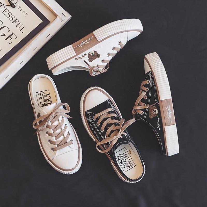 Spring New Bear Low-top Canvas Shoes Female Students Versatile Casual Board Shoes Trendy Sports Shoes