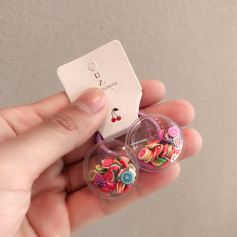 2PCS Fruit Quicksand BB Cartoon Clips Kids Hairpins Children Headwear Baby Clips Headdress Elastic Hair Bands Girls Accessories