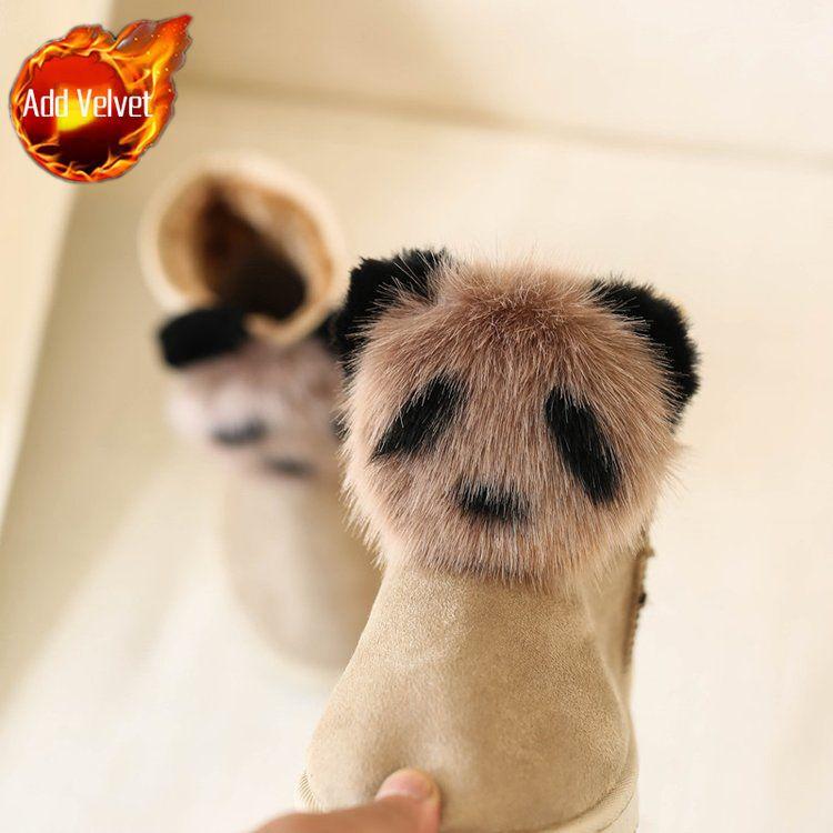 Fashion Large Size Warm Platform Woman Shoes Pearl Fleece-lined Round Toe Snow Boots for Women Fashion Trend 2025 Footwear on Promotion