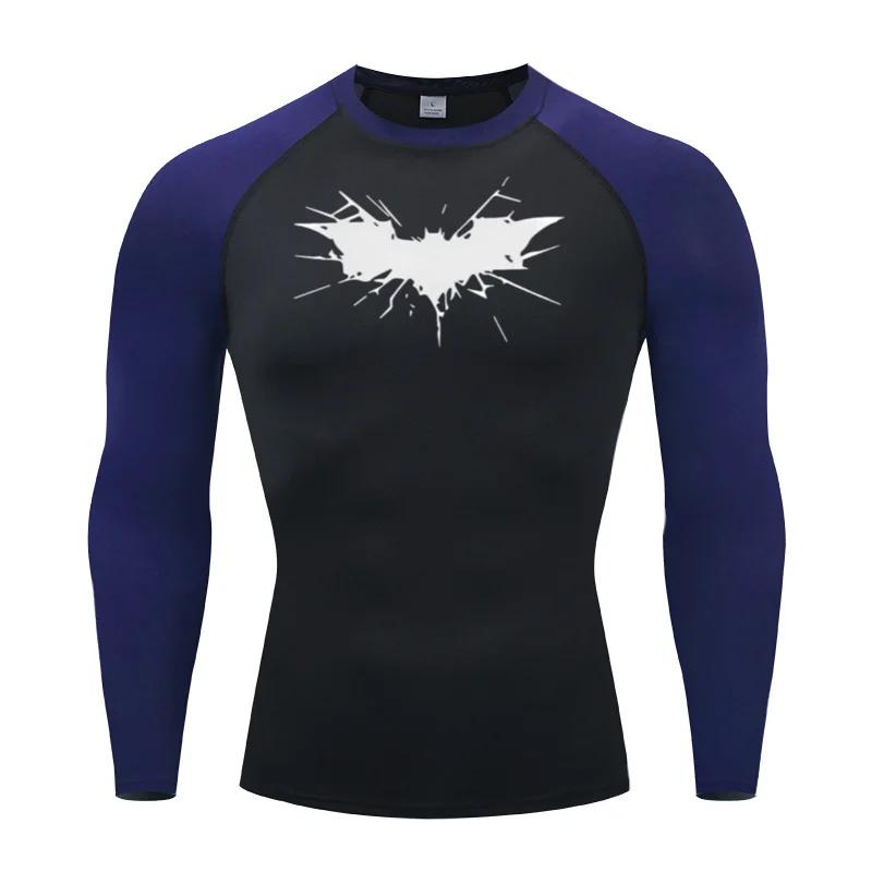 Men's Print Long Sleeve Compression Shirts Gym Workout Rash Guard Athletic Fitness Running Baselayer Undershirts Tops Sportswear