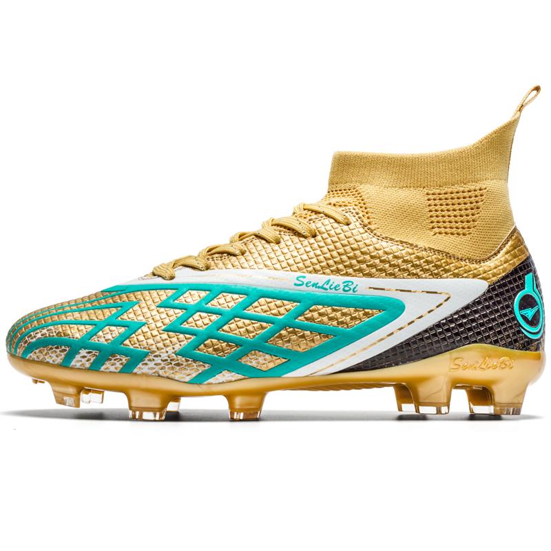 

Мужские футбольные бутсы большого размера, детские высокие футбольные бутсы с длинными гвоздями, нескользящие футбольные бутсы для улицы 33 золотой
