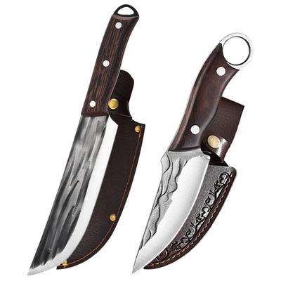 Cuchillo de barbacoa de acero inoxidable, cuchillo de cocina forjado a mano, cuchillo de deshuesar, cuchillo de carnicero afilado portátil