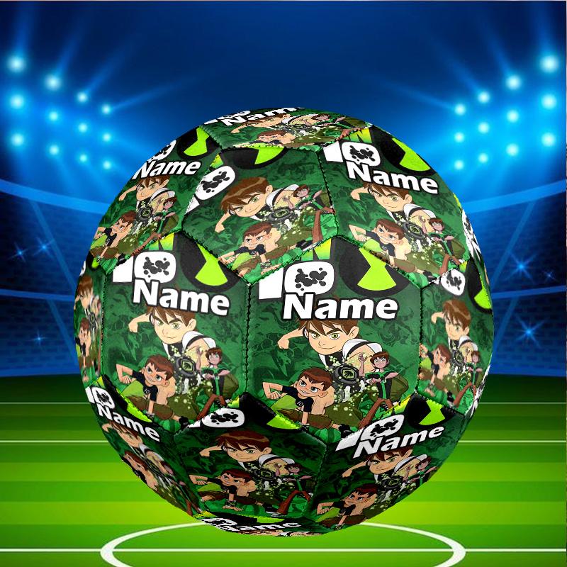 Custom Name Personalized Ben 10 Cartoon Print Size 5 Soccer Ball Training & Match Football, for Team, Kicking, Gift for Football