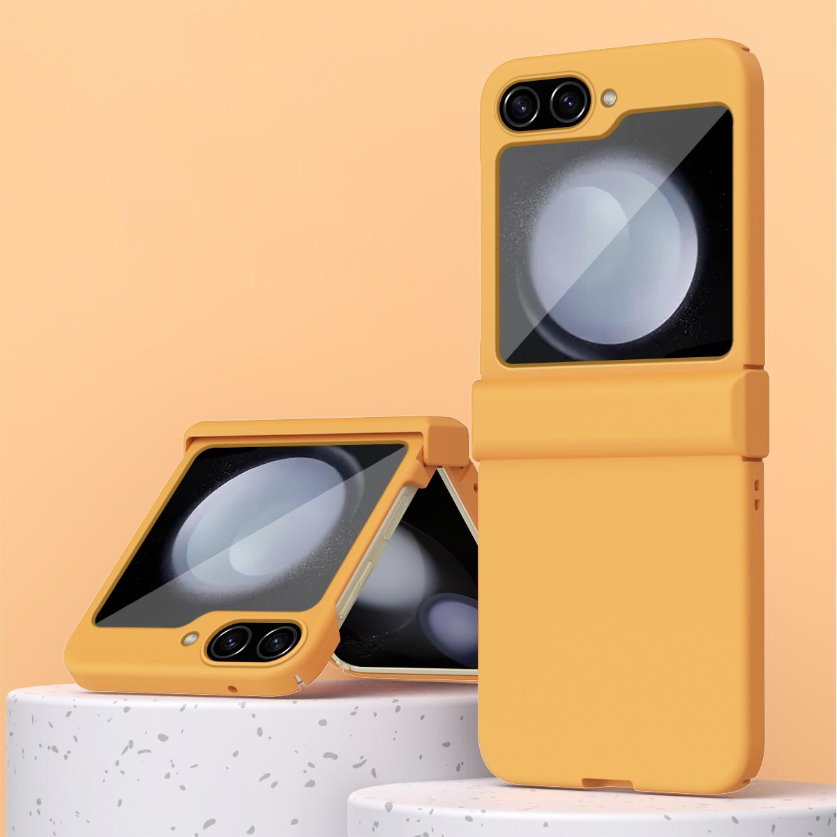 

For Samsung Galaxy Z Flip5 5G Hard PC Phone Case Hinge Protection Drop-proof Mobile Protective Cover Orange
