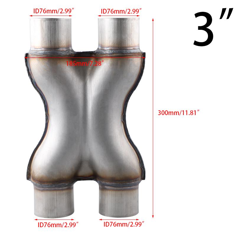 Wysokowydajny Uniwersalny Rura Wydechowa X-Pipe 2"/2.5"/3" Wlot/Wylot Podwójna Krzyżowa Rura X-Pipe Stal Nierdzewna Końcówka Wydechu Spawana