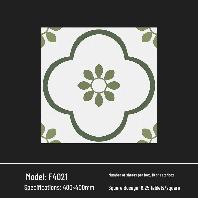 400x400 Zelená francouzská retro dlaždice s malým květinovým vzorem pro kuchyň, koupelnu, balkon a podlahu