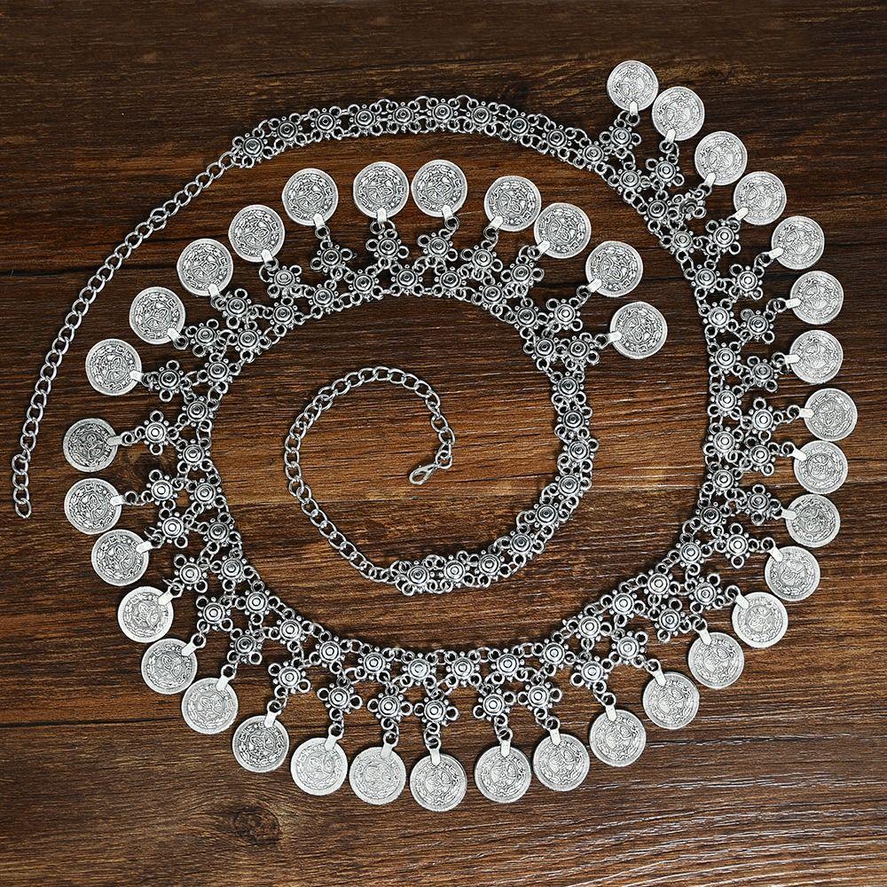 Punk Style Long Tassel Latin Dance Belt Bohemian Belts Ethnic Style Metal Belt Women Waist Chain