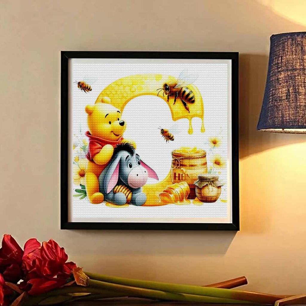 DIY Diamond Painting Round Diamond The Letters "C" In Vini and Eeyore Full Diamond Mosaic Home Decoration Painting Cross Stitch Kit