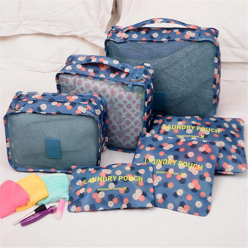 Korean Style 6-Piece Travel Organizer Set and Makeup Bag
