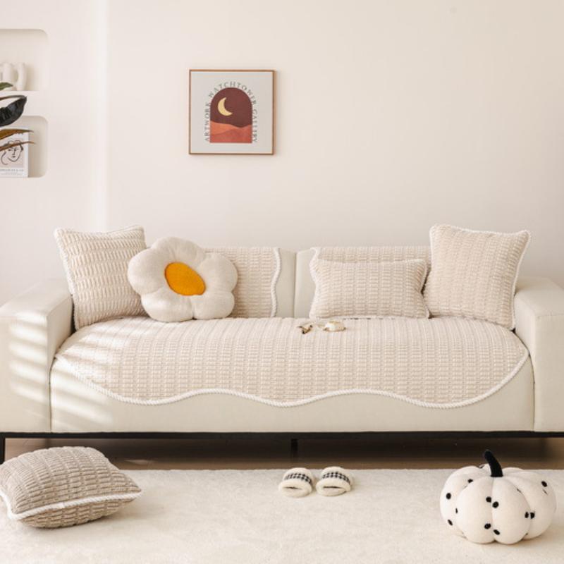 1 stk Uregelmessig lodden sofahåndkle til stue Vinter Tykk plysj Sklisikkert sofatrekk L-formet sofatrekk