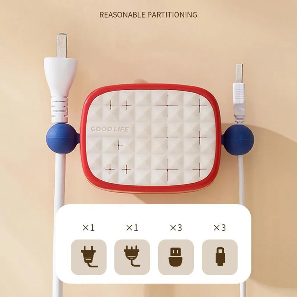New Cartoon Cute Wall-mounted Socket Wire Storage Rack Organizer Wire Box Plug-in Shield Box Desktop Office Storage Supplies