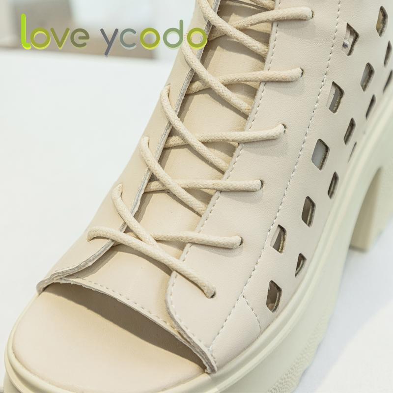 Dámské letní sandály na platformě na vysokém podpatku z přírodní kůže, dámské pohodlné prodyšné sandály pro volný čas