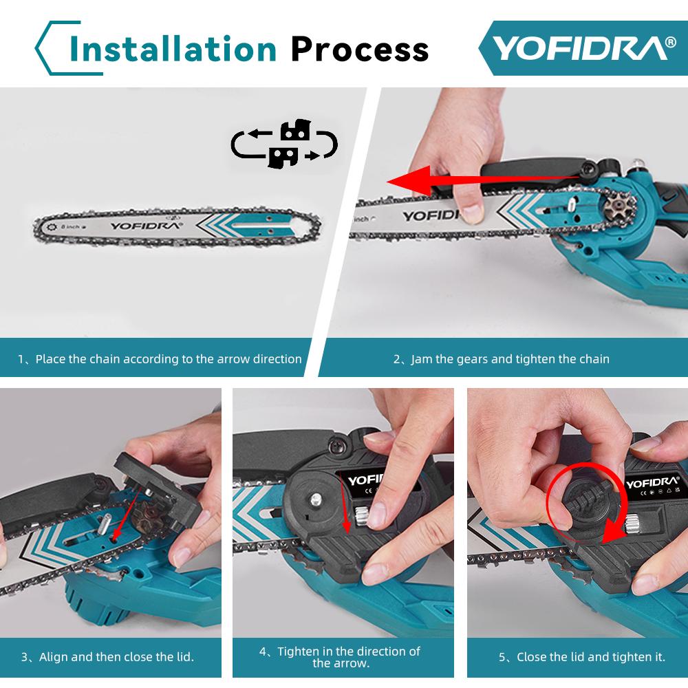 Yofidra Brushless 8Inch Telescoping Pole Electric Chainsaw High Branch Saw Garden Pruning Power Tool For Makita 18V Battery Pin