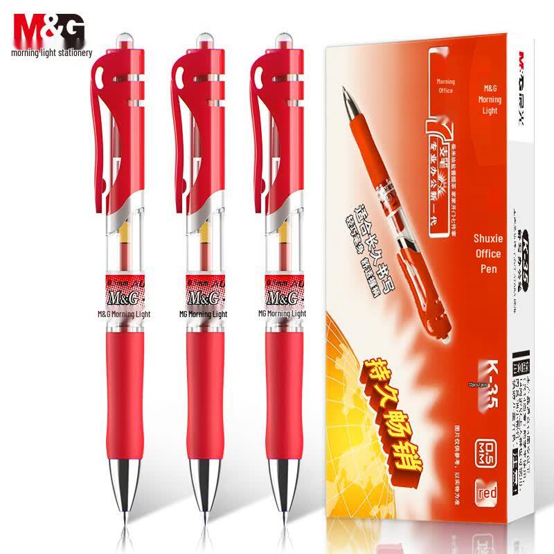 M&G K35 0.5mm Ret retractable Red Gel Pen (12-pack)