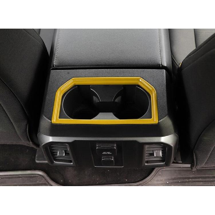 Rear Seat Armrest Water Cup Panel 1* For Ford F150 F-150 2015- Bright Yellow