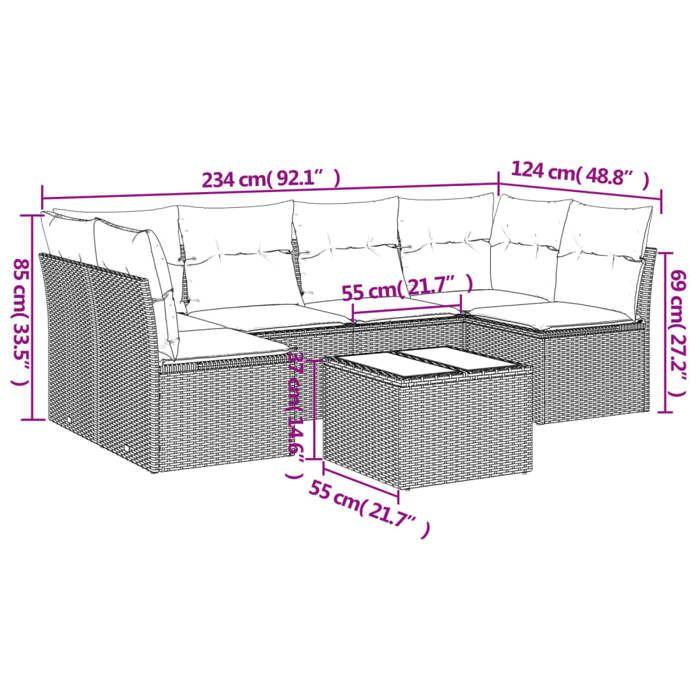 VidaXL Garden Lounge Set with Cushions 7 Pcs, Sofas with Adjustable Feet, Outdoor Furniture Set Patio Terrace, 3249239