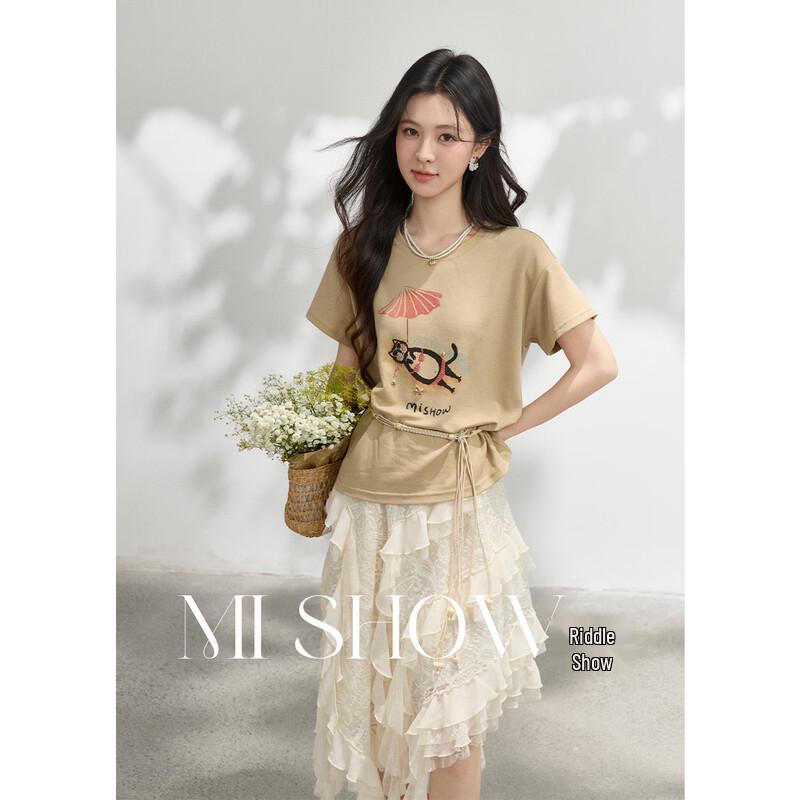 Women s Casual Cat Print Loose Fit T-Shirt S