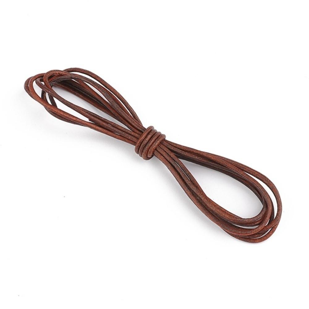 

Retro Round Genuine Cow Leather Cord Flat Leather Strip Leather Thong Cord 2 Meters DIY Cow Leather Rope Crafting