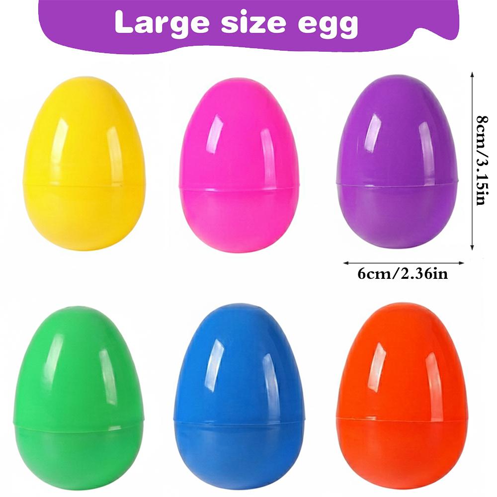 

6/12/24Pcs Colorful Easter Eggs Plastic Fillable Egg Kids Easter Egg Hunt Party Favors Carnival Prizes Gifts Packaging Supplies 6PCS різнокольоровий