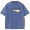 Summer Fashion Washed Acid Tees Korean Style Short Sleeve O-neck Goose Printed Funny T-shirts Men's Holiday Chic Tops