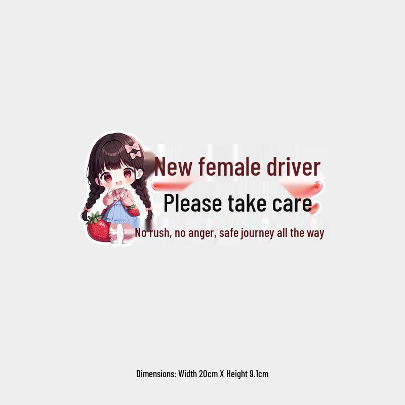 New Female Driver Care Reminder - Cute Windshield Car Sticker