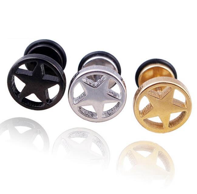 WKOUD Punk Stainless Steel Stud Earrings For Men Women Gothic Rockets Arrow Finger Cool Prevent Allergy Gold Black Puncture