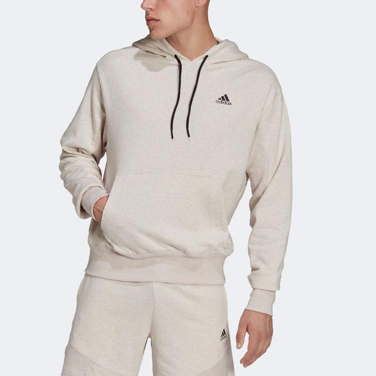 Adidas Hoodie Logo Solid Pullover Sweatshirt Men Tops Gray H65782