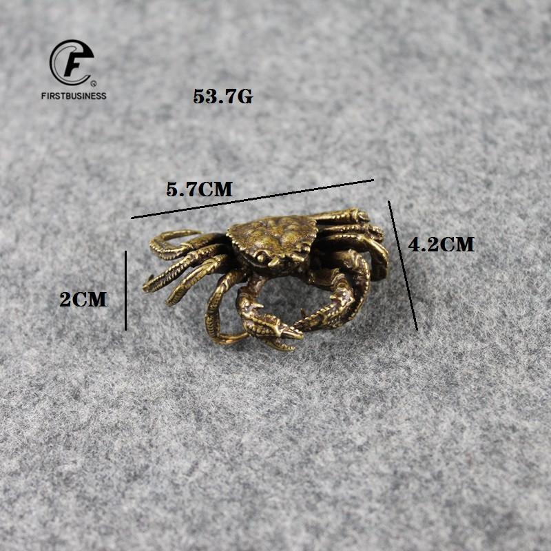 Antique Bronze Small Crab Statue Tea Pet Ornament Pure Brass Solid Animal Miniature Figurine Vintage Home Decoration Accessories